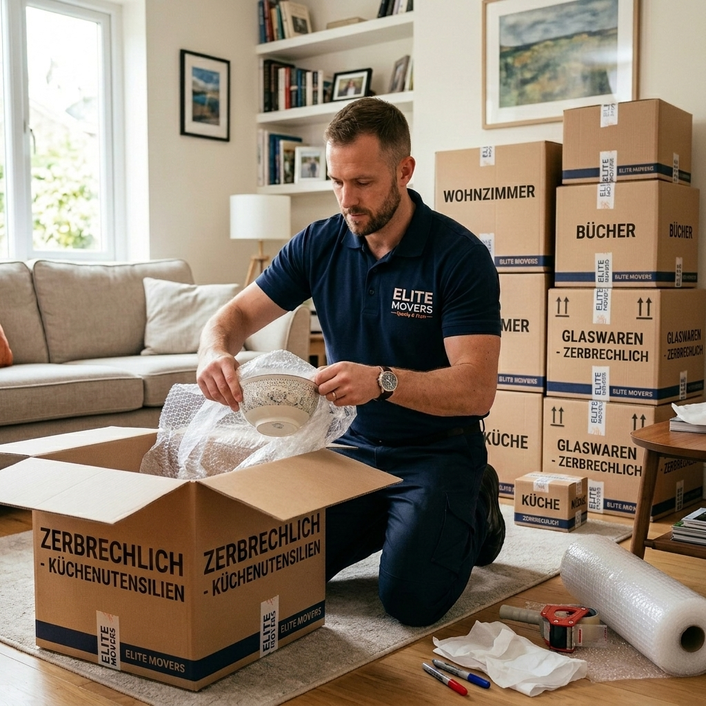 Professionelles Umzugsteam beim Verpacken